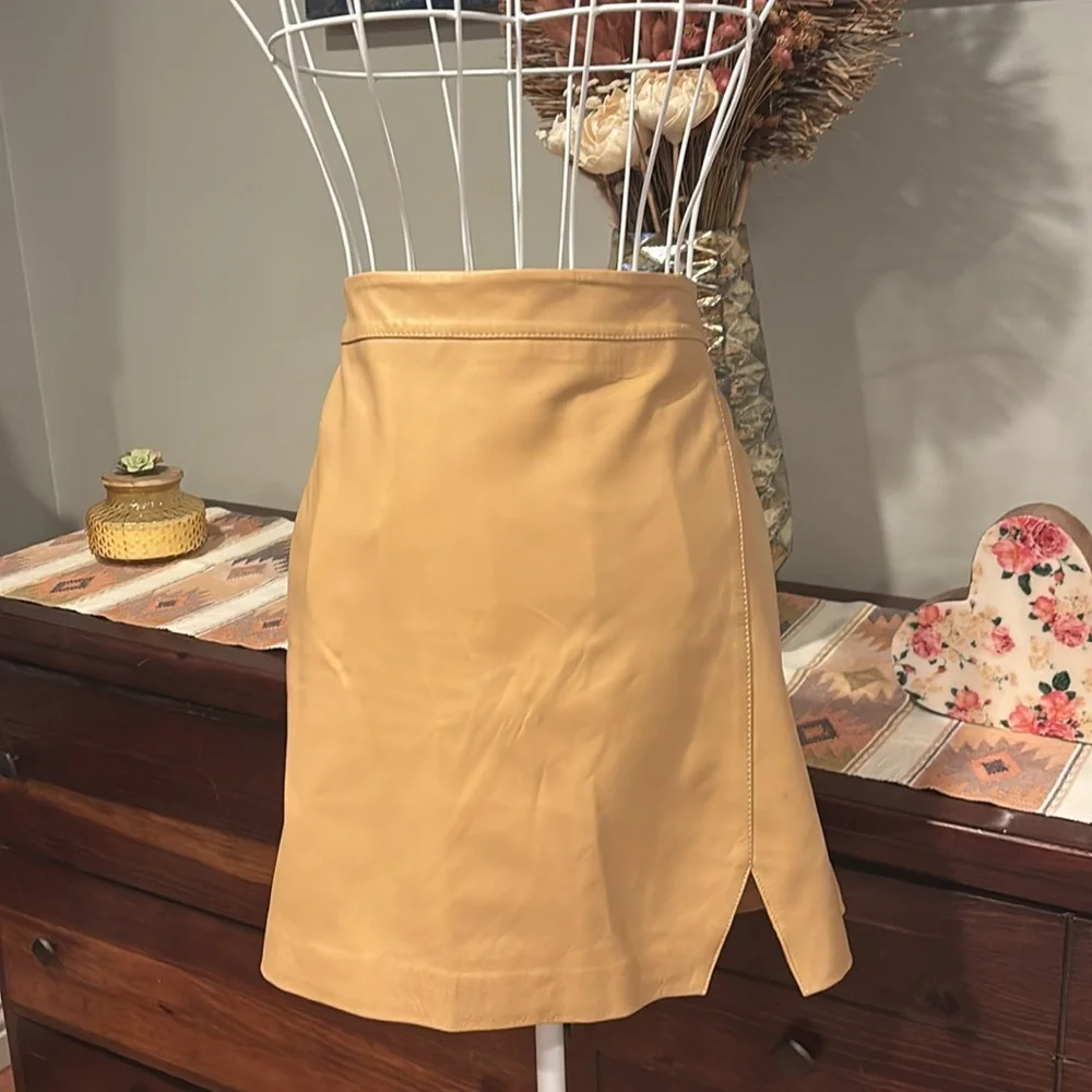 REVOLVE Tan Leather Mini Skirt